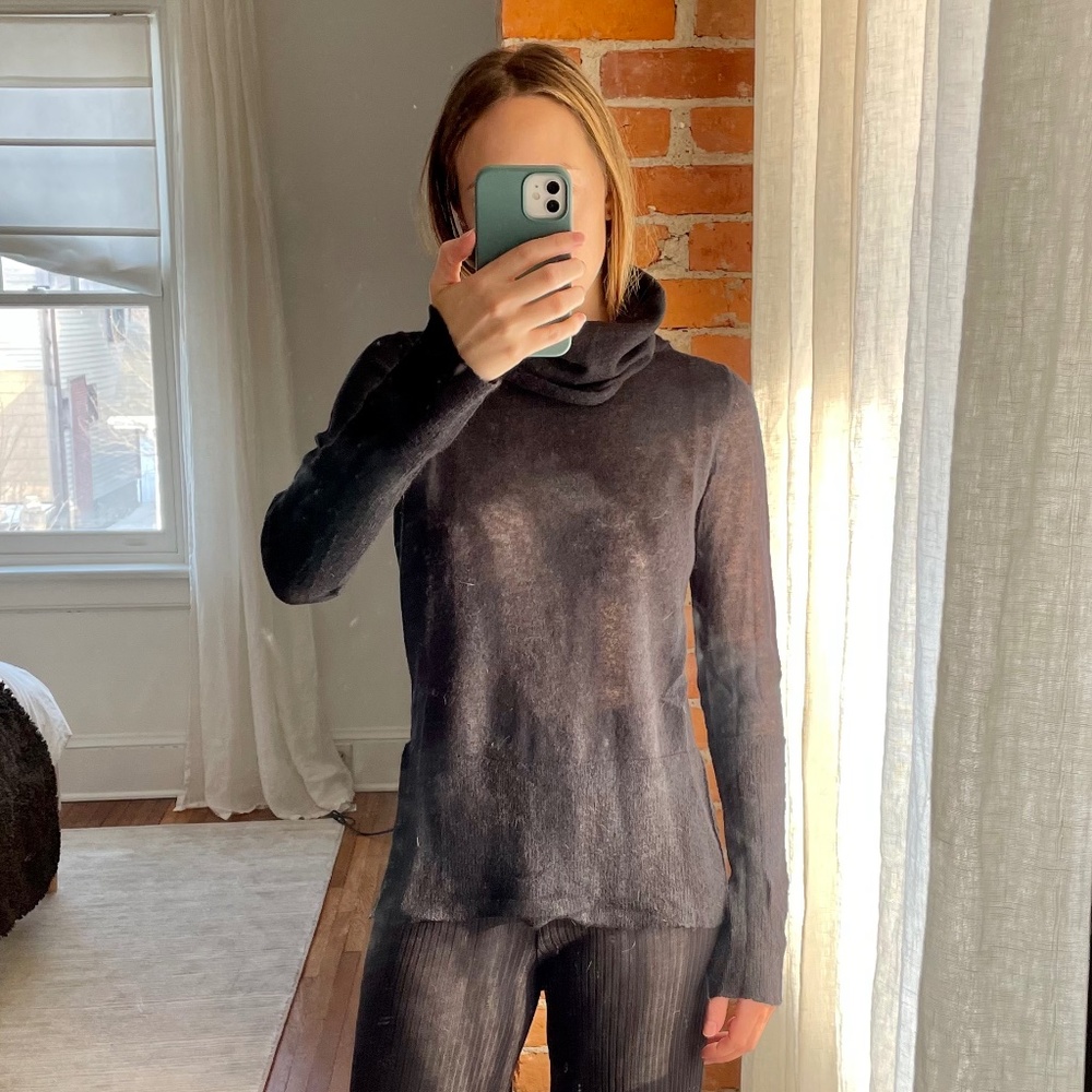 A.L.C. Black Wool Cowl Neck Sweater